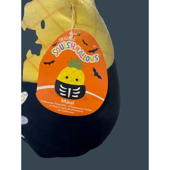 Squishmallows Halloween Pineapple Treat Pail "Maui" 3+ Plush Bucket Bag - Picture 7 of 12